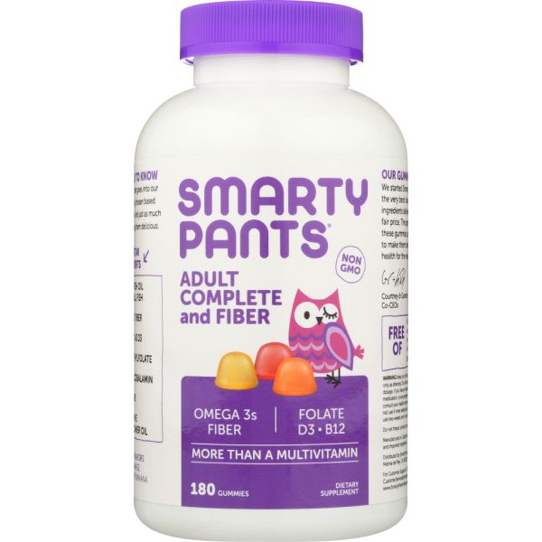 SmartyPants Adult Complete + Fiber + Multi + Omega 3 + Vitamin D, 180 Gummies