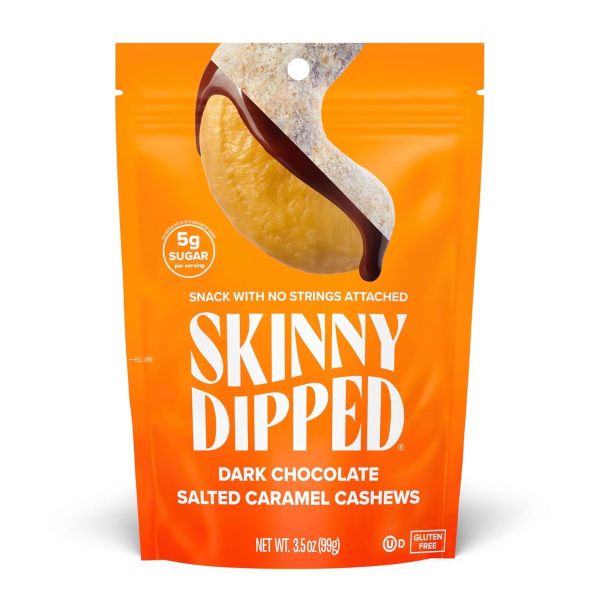 SKINNY DIPPED: Dark Chocolate Salted Caramel Cashews, 3.5 oz