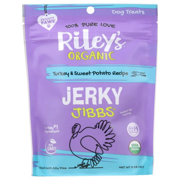 RILEYS ORGANICS: Organic Turkey and Sweet Potato Jerky Jibbs, 5 oz