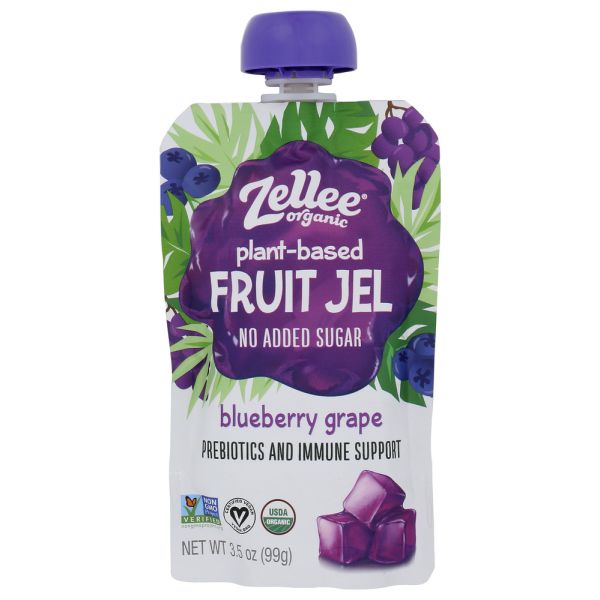 ZELLEE ORGANIC: Blueberry Grape Fruit Jelly, 3.5 oz