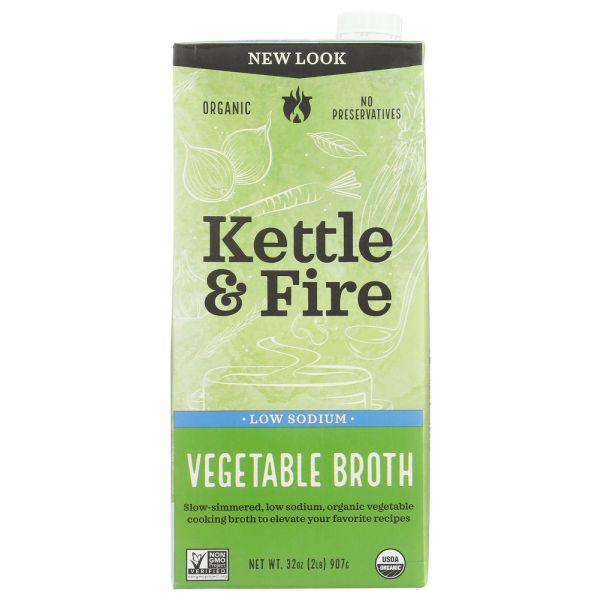 KETTLE AND FIRE: Vegetable Low Sodium Broth, 32 oz