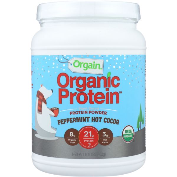 ORGAIN: Plant Based Powder Peppermint Hot Chocolate, 1.02 lb