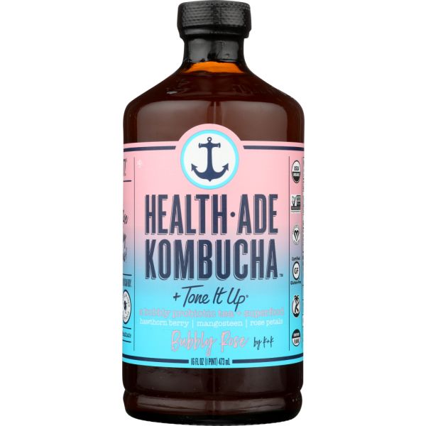 HEALTH ADE: Bubbly Rose Kombucha, 16 oz