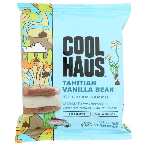 COOLHAUS: Chocolate Chip Tahitian Vanilla Bean Ice Cream Sandwich, 5.8 oz
