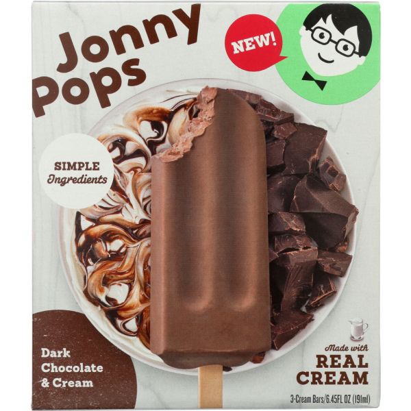 JONNYPOPS: Frozen Bar Dark Chocolate & Cream, 2.13 oz