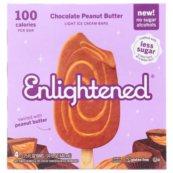 ENLIGHTENED: Chocolate Peanut Butter Swirl Ice Cream Bar, 14 oz
