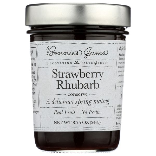 BONNIES JAMS: Jam Strawberry Rhubarb, 8.75 oz