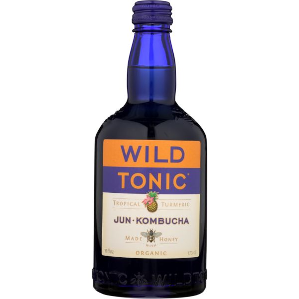 WILD TONIC: Organic Jun-Kombucha Tropical Turmeric, 16 oz