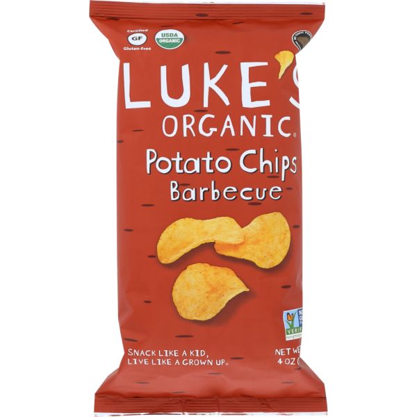 LUKES ORGANIC: Chips Potato Barbeque Organic, 4 oz