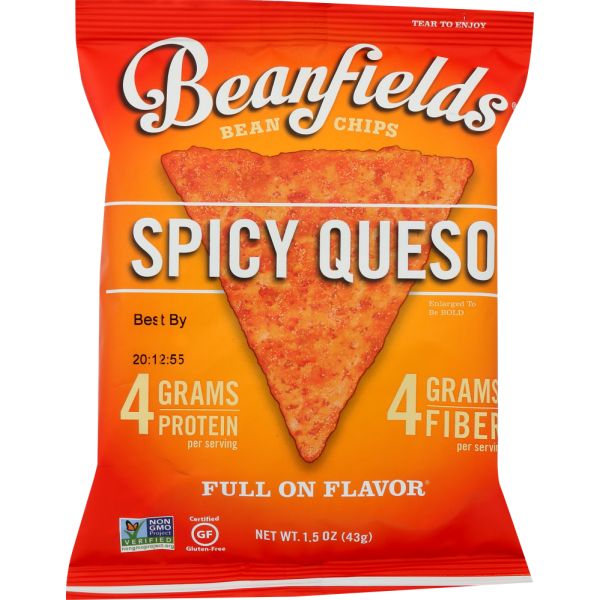BEANFIELDS: Chip Bean Spicy Queso, 1.5 oz