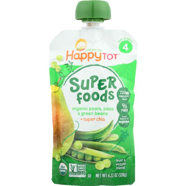 HAPPY TOT ORGANIC SUPERFOODS: Green Bean Pear and Pea, 4.22 oz