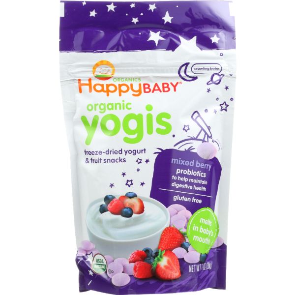 HAPPY BABY: Organic Yogis Yogurt and Fruit Snacks Mixed Berry, 1 oz