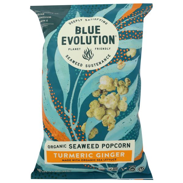BLUE EVOLUTION: Organic Seaweed Popcorn Turmeric Ginger, 3.5 oz