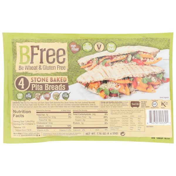BFREE: Stone Baked Pita Breads, 7.76 oz