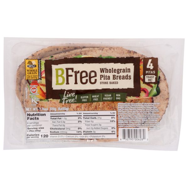 BFREE: Wholegrain Pita Breads, 7.76 oz