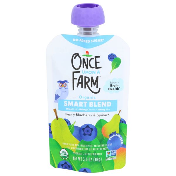 ONCE UPON A FARM: Pear-y Blueberry Spinach Smart Blend, 3.5 oz