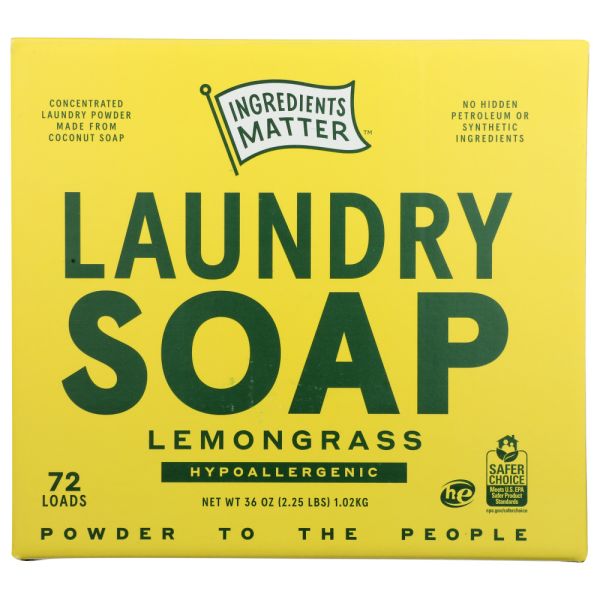 INGREDIENTS MATTER: Laundry Soap Powder Lemongrass Scent, 36 oz