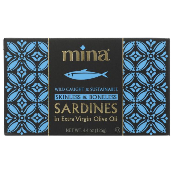 MINA: Sardines In Extra Virgin Olive Oil Skinless and Boneless, 4.4 oz