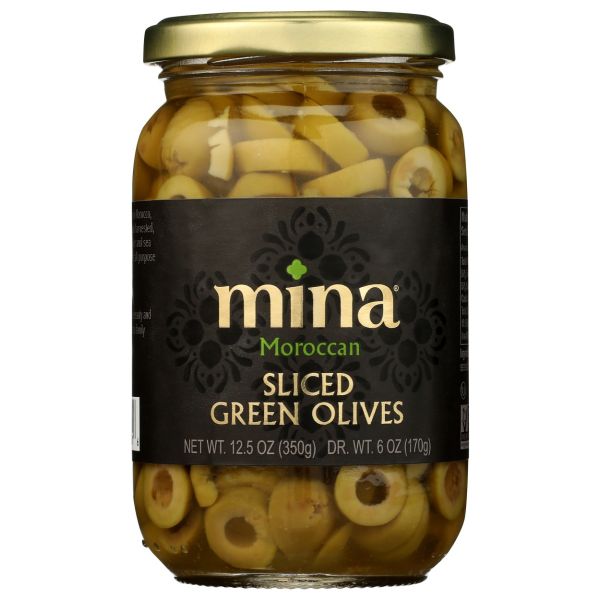 MINA: Green Olives Sliced, 12.5 oz