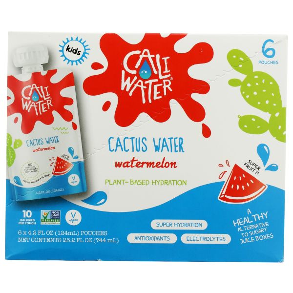 CALIWATER: Watermelon Kids Cactus Water 6 Pouches, 25.2 fo