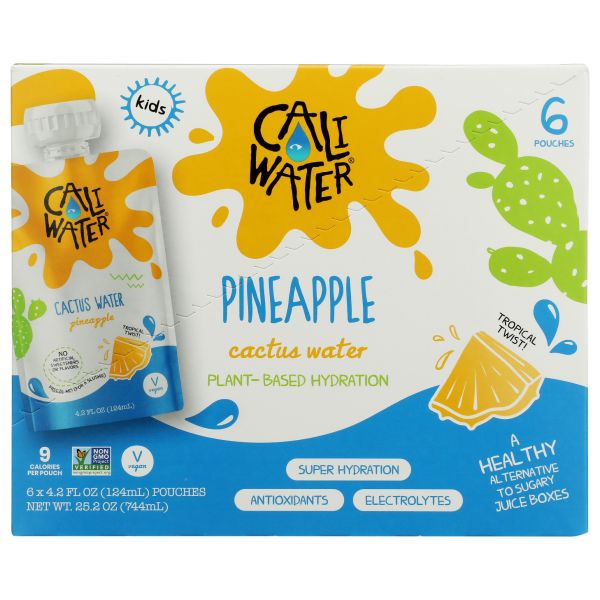 CALIWATER: Pineapple Kids Cactus Water 6 Pouches, 25.2 fo