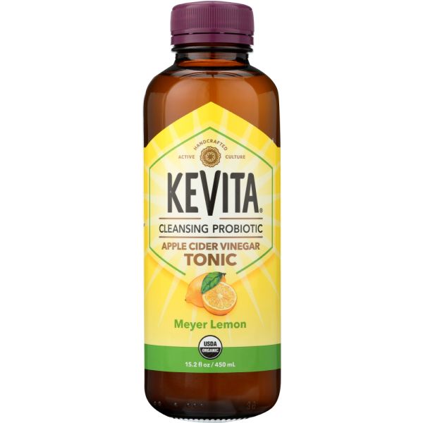KEVITA: Organic Cleansing Probiotic Apple Cider Vinegar Tonic Meyer Lemon, 15.2 oz