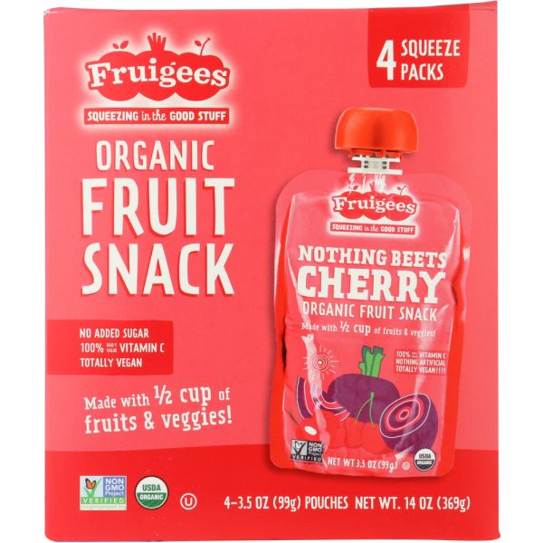 FRUIGEE: Organic Fruit Snack Beet Cherry 4 Pack, 14 oz