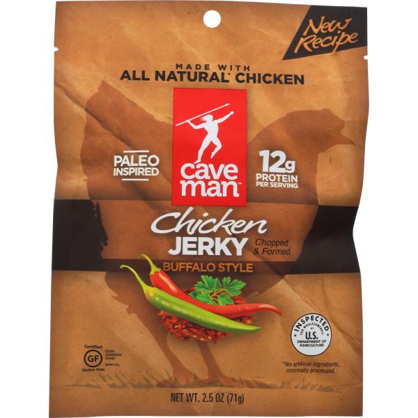 CAVEMAN FOODS: Chicken Jerky Buffalo Style, 2.5 Oz