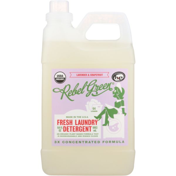 REBEL GREEN: Laundry Detergent Lavender Grapefruit, 64 oz