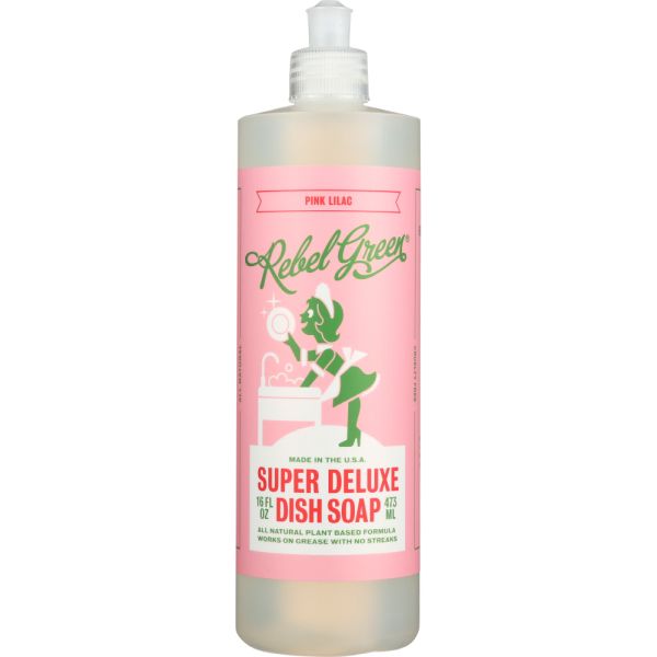 REBEL GREEN: Super Deluxe Dish Soap Pink Lilac, 16 oz