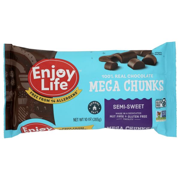 ENJOY LIFE: Semi-Sweet Chocolate Mega Chunks, 10 oz