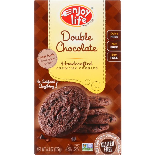 ENJOY LIFE: Handcrafted Crunchy Cookies Double Chocolate, 6.3 oz