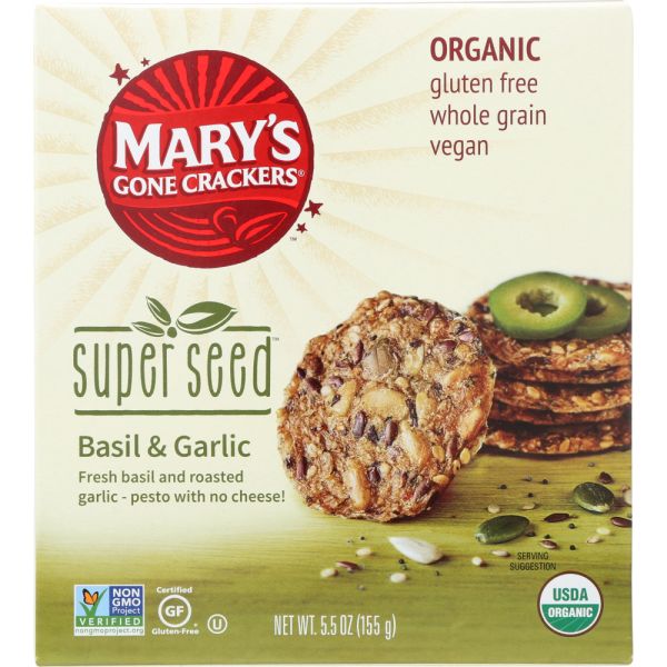MARY'S GONE CRACKERS: Super Seed Basil and Garlic Crackers, 5.5 oz