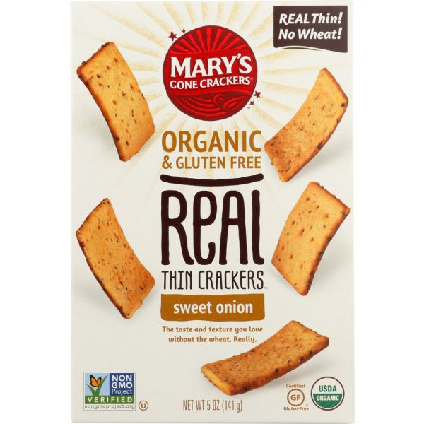 MARYS GONE CRACKERS: Organic Real Thin Crackers Gluten Free Sweet Onion, 5 oz