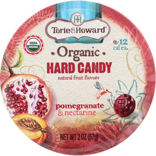 Torie & Howard Organic Hard Candy Pomegrante and Nectarine, 2 Oz