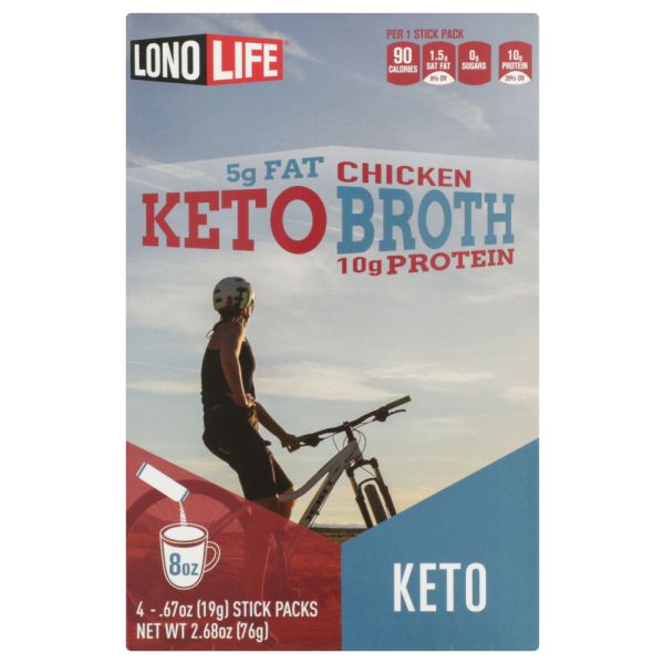 LONOLIFE: Keto Chicken Broth 4 Stick Packs, 2.68 oz
