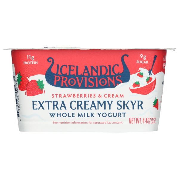ICELANDIC PROVISIONS: Strawberries and Cream Skyr Yogurt, 4.4 oz