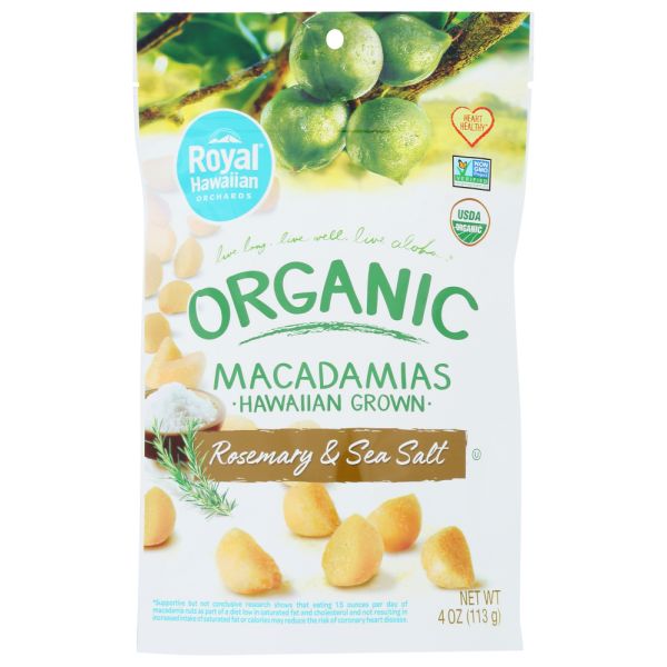 ROYAL HAWAIIAN ORCHARDS: Organic Rosemary & Sea Salt Macadamia Nuts, 4 oz