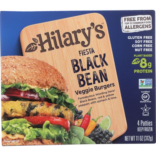 HILARYS EAT WELL: Fiesta Black Bean Veggie Burger, 11 oz