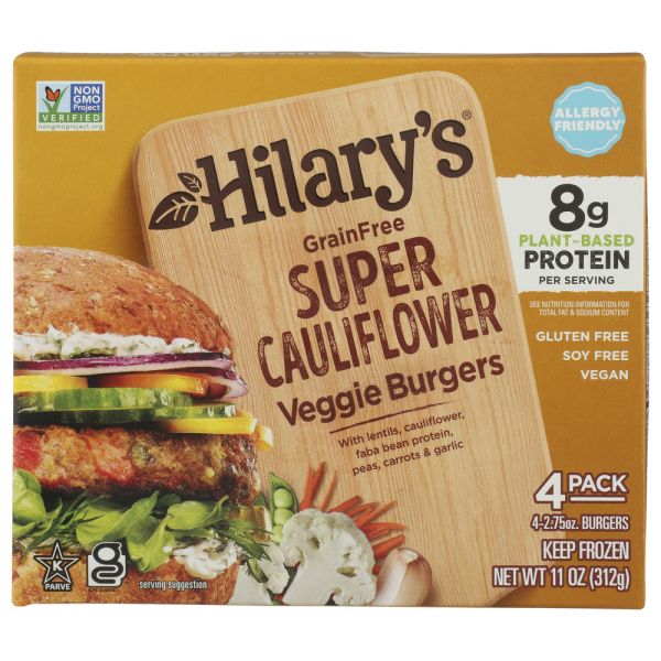 HILARYS EAT WELL: Veggie Brgr Calflwr Grn F, 11 oz