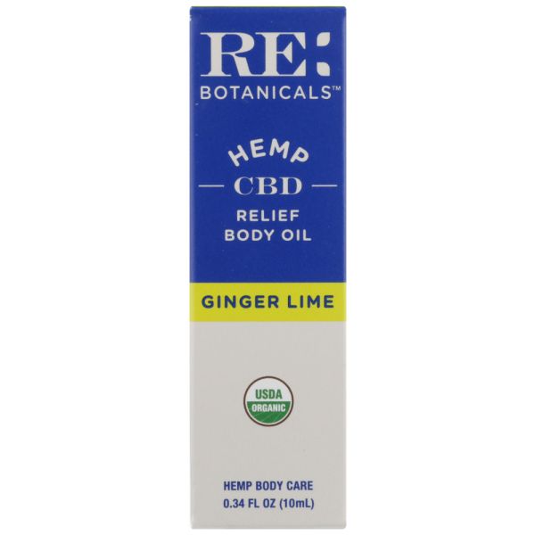 RE BOTANICALS: Ginger Lime Relief Body Oil, 0.34 oz