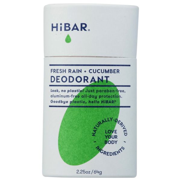 HIBAR: Fresh Rain and Cucumber Plastic-Free Deodorant, 2.25 oz