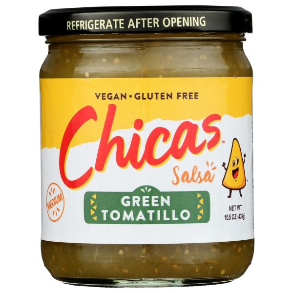 CHICAS: Green Tomatillo Salsa, 15.5 oz