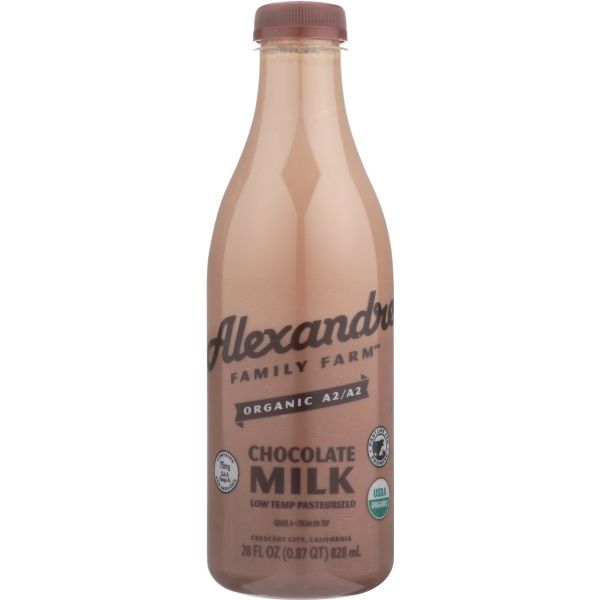 ALEXANDRE FAMILY FARM: A2/A2 Organic Chocolate Whole Milk, 28 fo