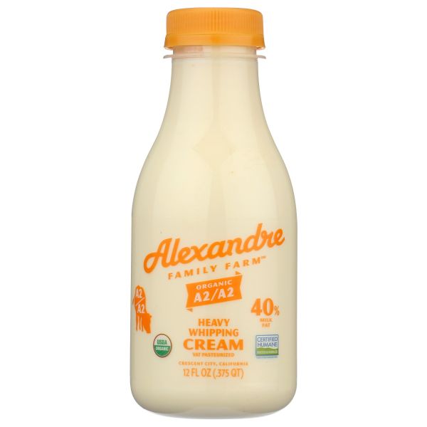 ALEXANDRE FAMILY FARM: A2/A2 Organic Heavy Whipping Cream, 12 fo