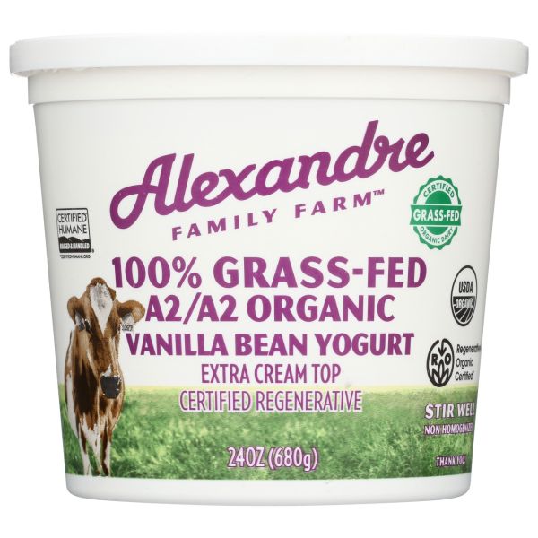 ALEXANDRE FAMILY FARM: A2/A2 Organic Grass-Fed Vanilla Bean Yogurt, 24 oz