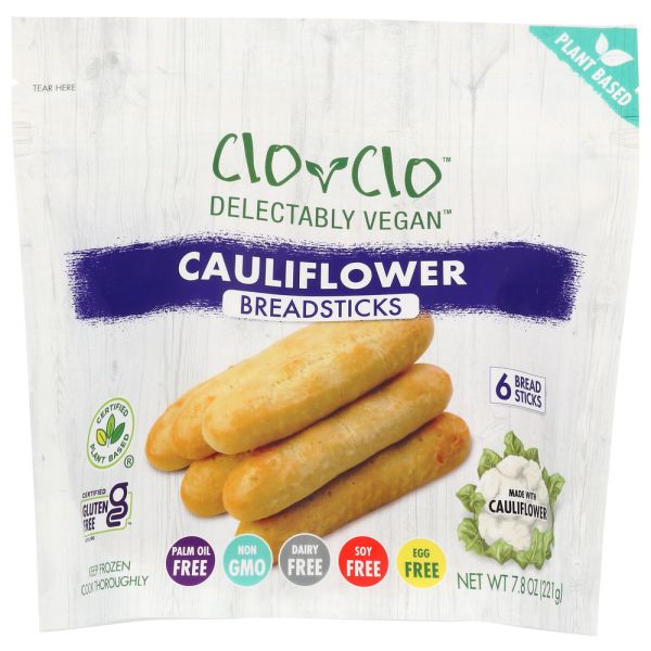 CLO-CLO VEGAN FOODS: Cauliflower Plain Breadsticks, 7.8 oz