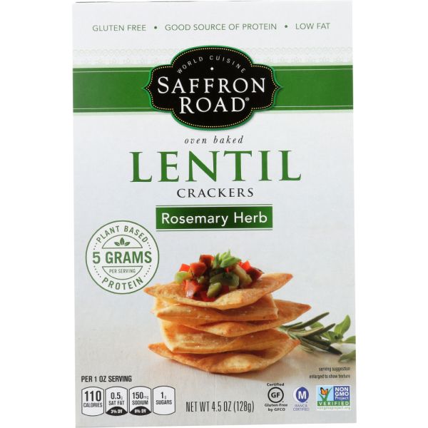 SAFFRON ROAD: Cracker Lentil Rosemary Herb, 4.5 oz