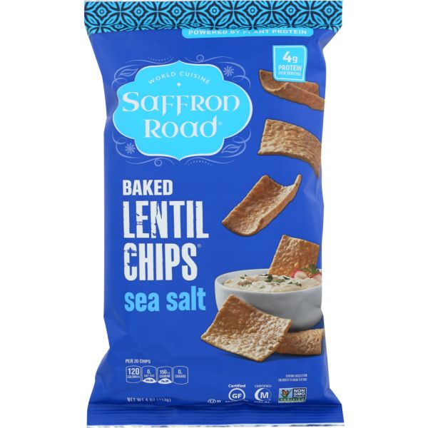 SAFFRON ROAD: Sea Salt Baked Lentil Chips, 4 oz