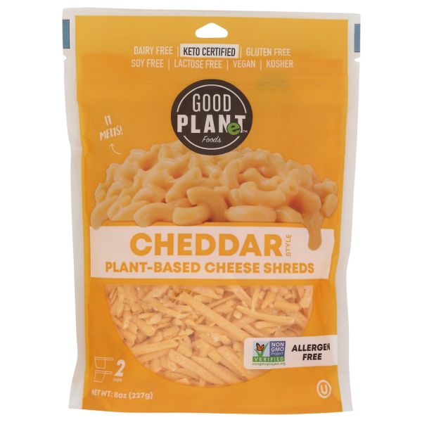 GOOD PLANET FOODS: Plant Based Cheddar Shreds, 8 oz